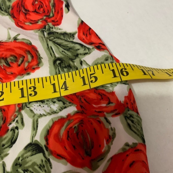 Sunday in Brooklyn Anthropologie Red Rose Floral Fit Flare Dress Small - Picture 3 of 4